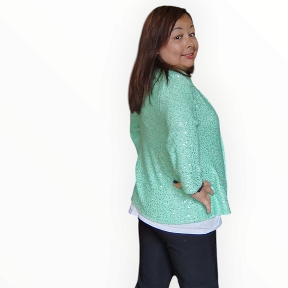 Sparkling Green Sequin Cardigan - Picture 13 of 16